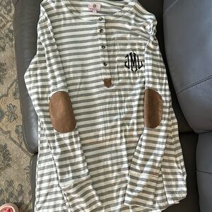 large Marleylilly leather patches on elbows, embroidered JML